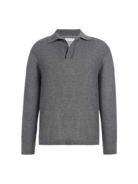 GABRIELA HEARST Frome Knit Long Sleeve Polo in Smoke Cashmere