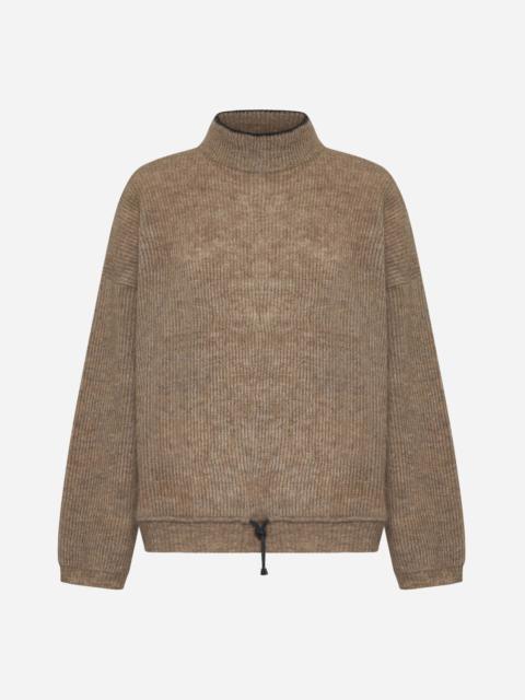 Mohair and wool-blend mock sweater