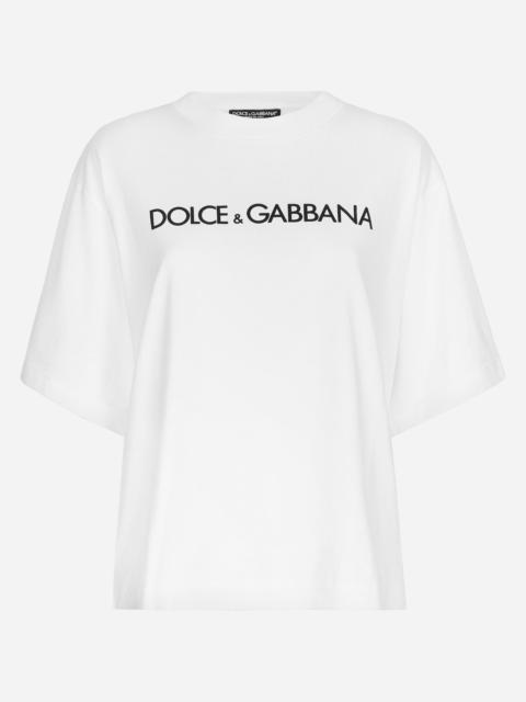 Dolce & Gabbana Short-sleeved cotton T-shirt with Dolce&Gabbana lettering