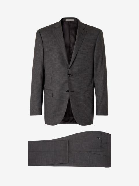 CORNELIANI Grey stretch wool suit with micro-pattern