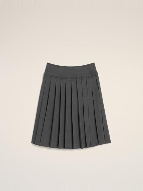 AMI Paris GREY MIDI PLEATED WOOLSKIRT