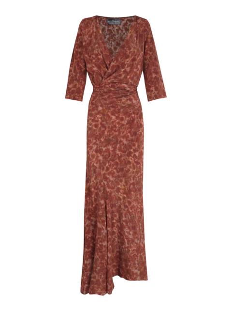 cortana Carla Wrap Top Silk Maxi Dress print