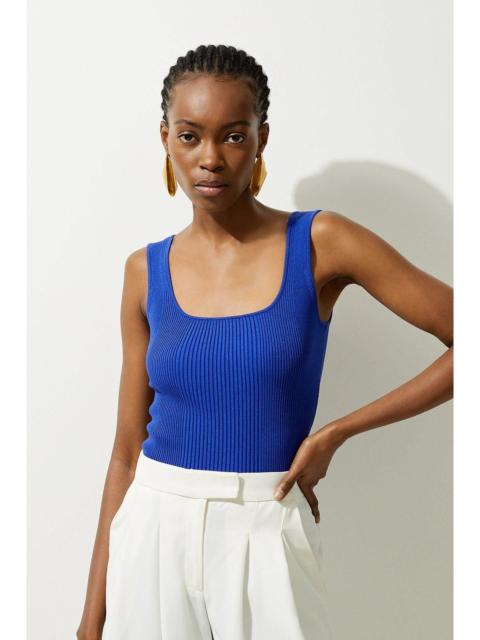 KAREN MILLEN Viscose Blend Rib Knit Square Neck Vest