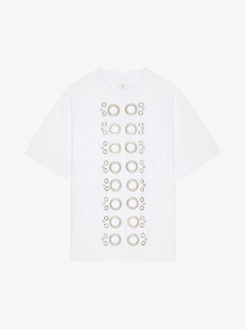 WIDE FIT T-SHIRT IN COTTON WITH EYELET DETAILS