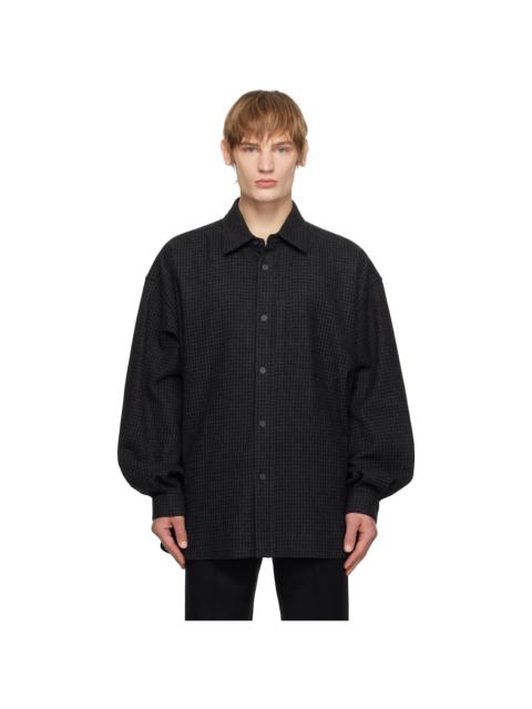 Wooyoungmi Black Wool Check Shirt