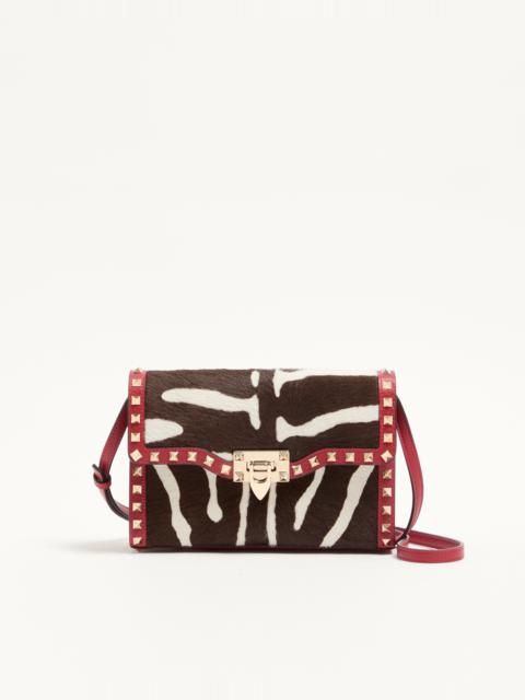 Valentino VALENTINO GARAVANI ROCKSTUD SMALL SHOULDER BAG IN PONY-EFFECT CALFSKIN