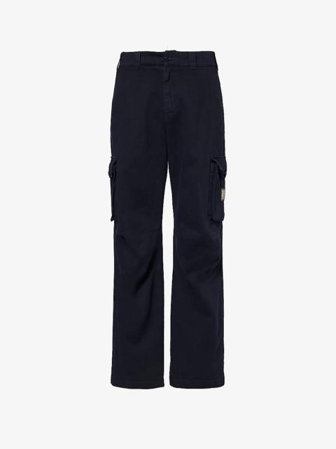 Dolce & Gabbana Brand-plaque slip-pocket straight-leg regular-fit cotton trousers