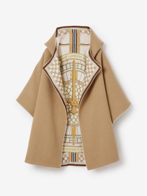 Burberry Clock Print Silk Reversible Hooded Cape