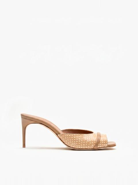 MALONE SOULIERS Lumi 70 Beige Polka Dot Leather Sandals
