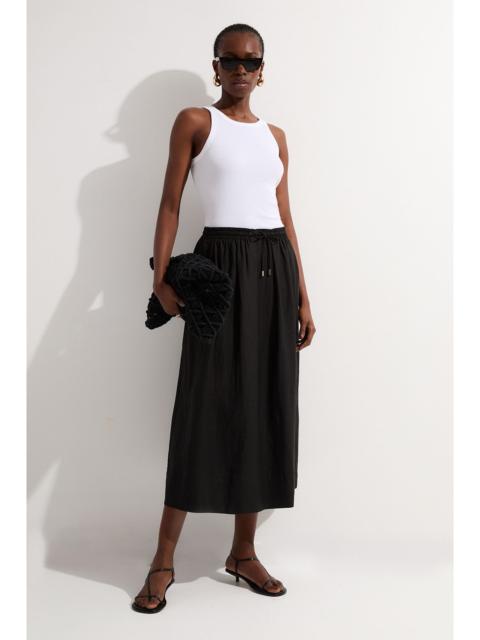 KAREN MILLEN Viscose Linen Tie Waist Woven Full Midi Skirt