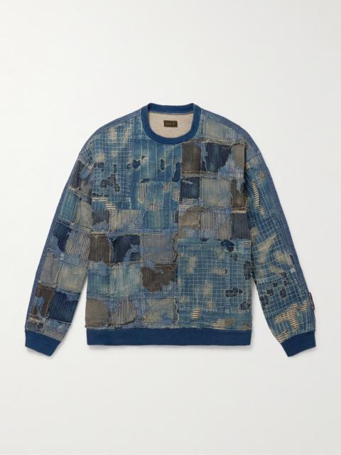 Kapital Boro Distressed Patchwork Cotton and Linen-Blend Sweatshirt