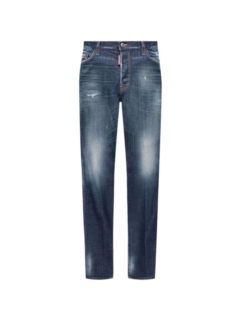 mid-rise distressed-effect jeans