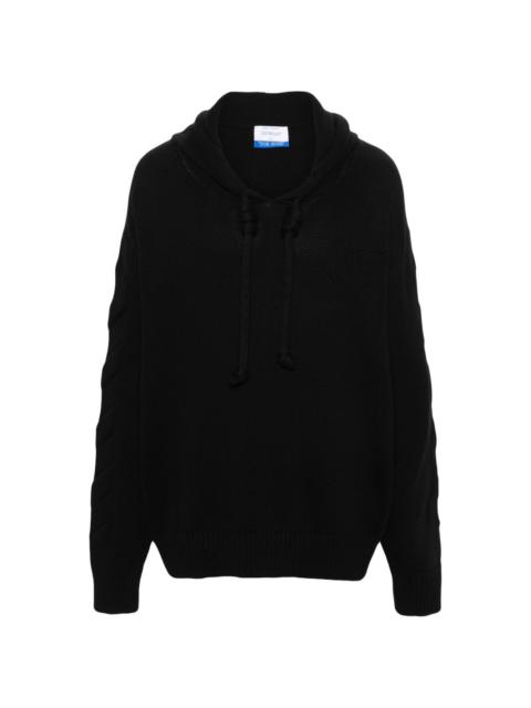 embossed-logo knitted hoodie