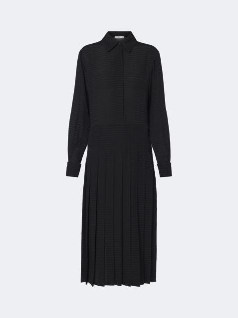 FENDI Chevron jacquard pleated silk midi dress