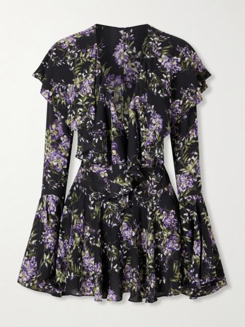 NORMA KAMALI Floral-print Ruffled Crepe Mini Dress