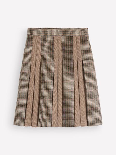 BODEN Multi Panel Wool Blend Skirt-Brown Hotch Check