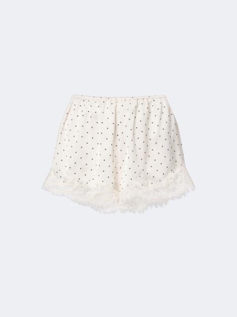 FAITHFULL Marisol lace-trimmed polka-dot satin shorts