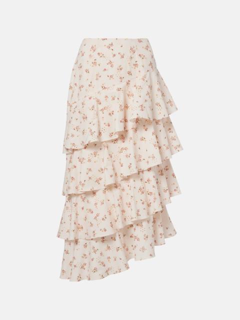 markarian Laura floral tiered cotton midi skirt