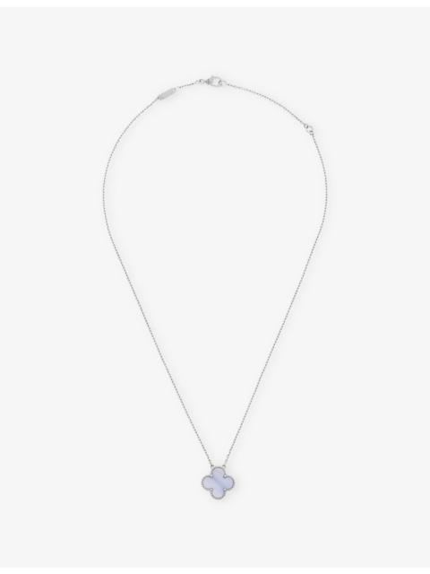 Van Cleef & Arpels Vintage Alhambra Rhodium Plated 18ct White-Gold And Chalcedony Pendant Necklace