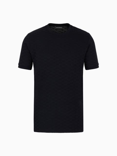 EMPORIO ARMANI Mercerised-jersey T-shirt with all-over jacquard eagle