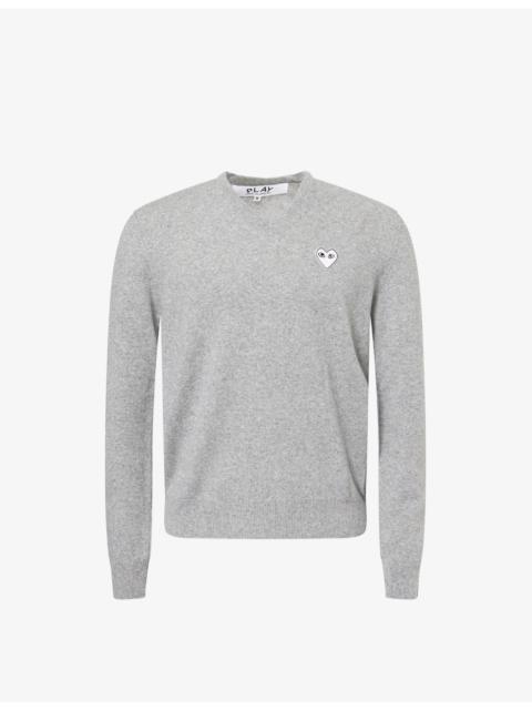 Comme des Garçons PLAY Heart-Embroidered Knitted Wool Jumper