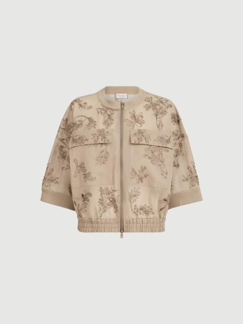 Brunello Cucinelli Cotton organza outerwear jacket with dazzling broderie anglaise