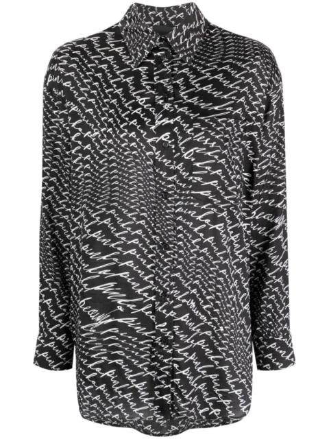 PINKO logo-print spread-collar shirt