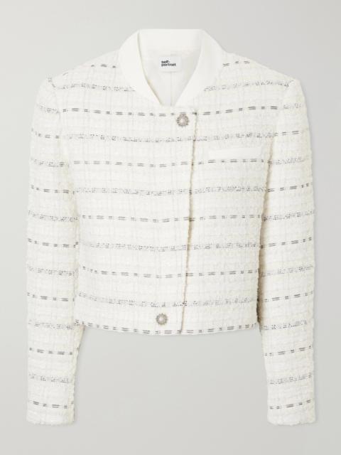 self-portrait Cropped Metallic Bouclè Jacket
