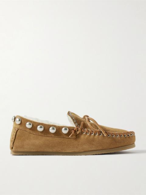 Isabel Marant Fitza embellished suede loafers Tan