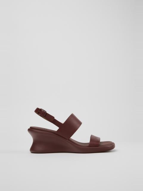 CAMPER Louise Sandal Burgundy Leather Sandals for Women.