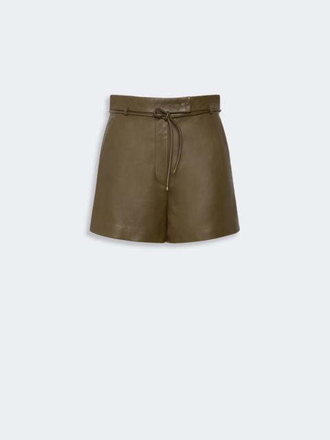 Max Mara AMACA Natural Nappa leather shorts - KAKI