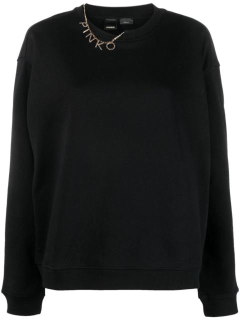 PINKO logo-charm cotton sweatshirt