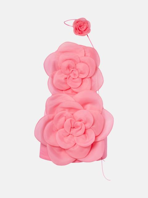 LEO LIN Floret floral-appliqué bustier dress
