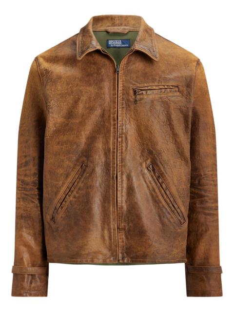 zip sheepskin bomber jacket