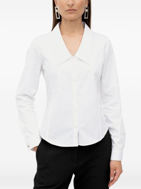 HUGO pointed-collar logo-plaque shirt