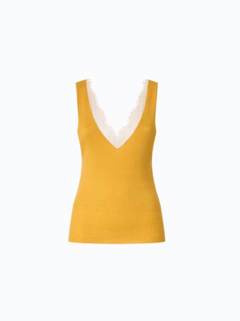 PINKO VEST TOP IN SILK AND CASHMERE BLEND WITH LACE NECK