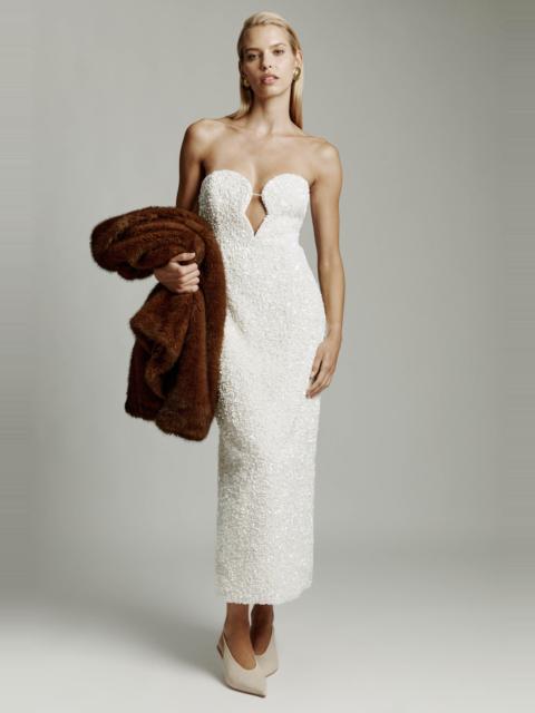 BARDOT Braya Sequin Midi Dress In Ivory