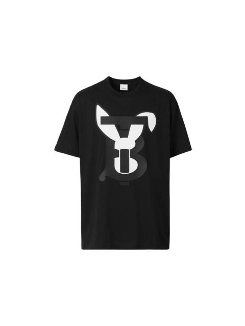 Burberry Burberry Rabbit Logo-Print Cotton T-Shirt Black/White