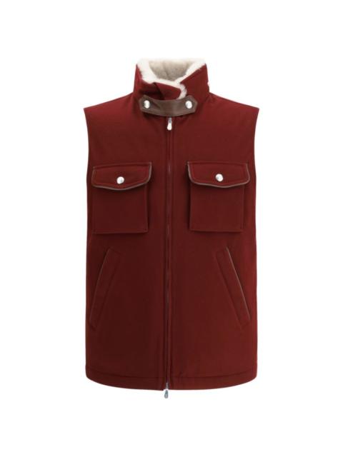 Brunello Cucinelli shearling-trim padded gilet