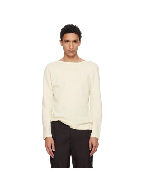 Paul Smith Beige Cotton-Linen Boat Neck Long-Sleeve T-shirt