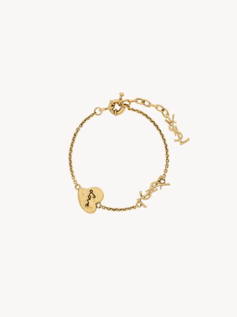 SAINT LAURENT CASSANDRE HEART BRACELET IN BRASS