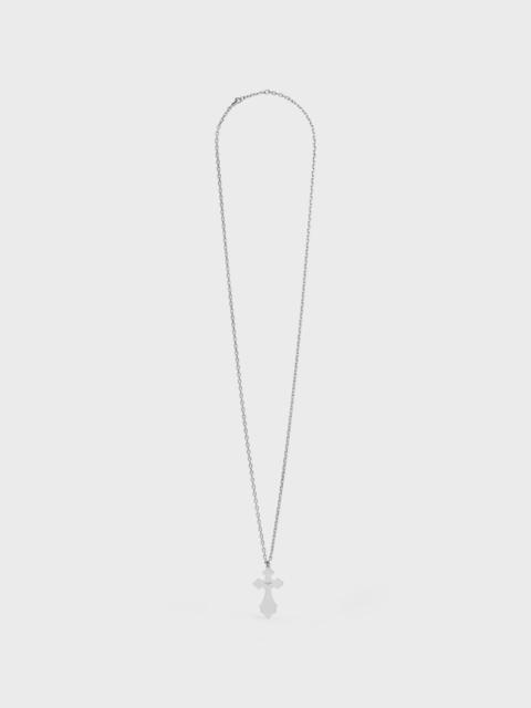 CELINE Teen Knight Poem Cross Necklace in Sterling Silver with Rhodium finish