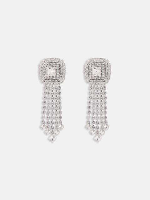 Alessandra Rich SQUARE CRYSTAL EARRINGS WITH FRINGES