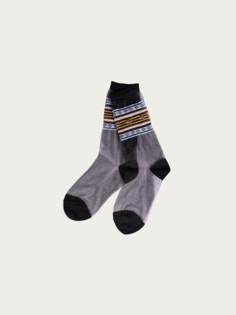 Kapital 200 Yarns GYPSY Stripe Sheer Socks - Black/Sax