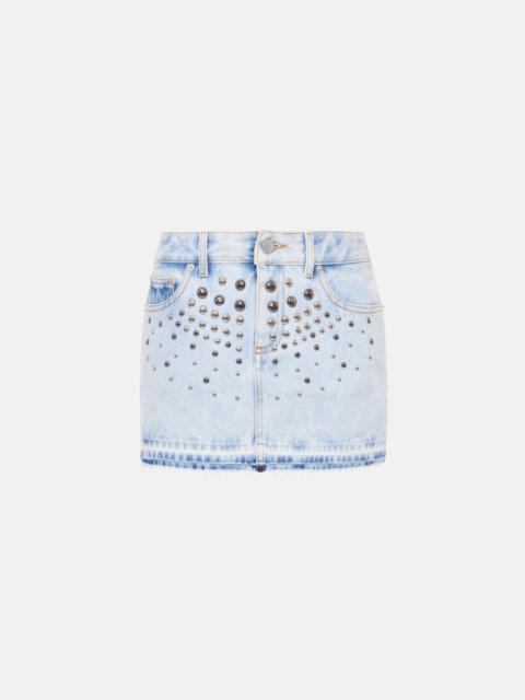 Alessandra Rich DENIM MINI SKIRT WITH STUDS