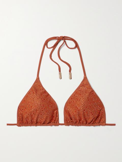 Cult Gaia Raven Recycled Crystal-embellished Bikini Top