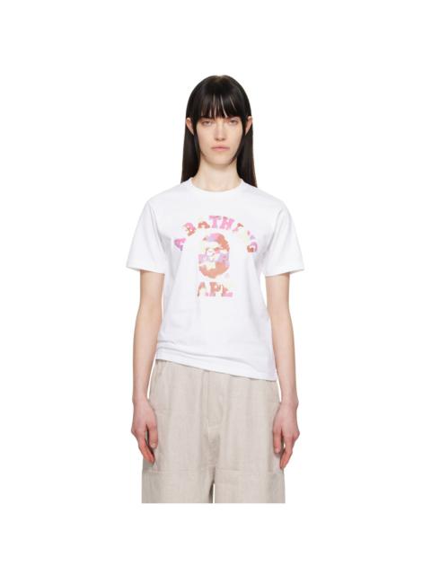 A BATHING APE® White Map Camo College T-Shirt