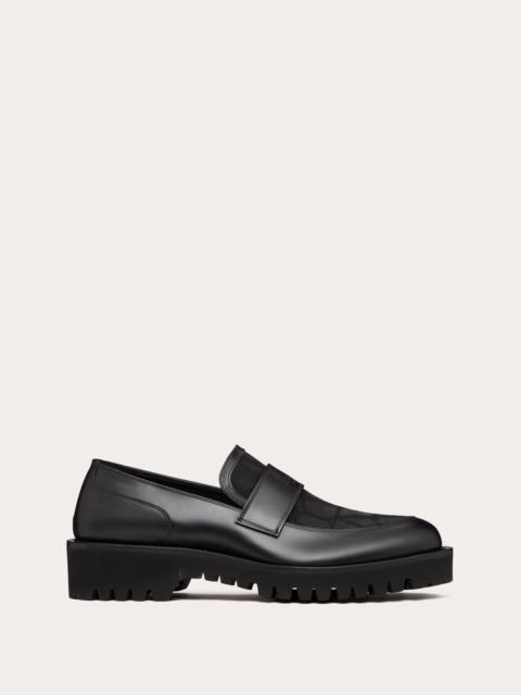 Valentino LOAFER IN TOILE ICONOGRAPHE TECHNICAL FABRIC AND CALFSKIN