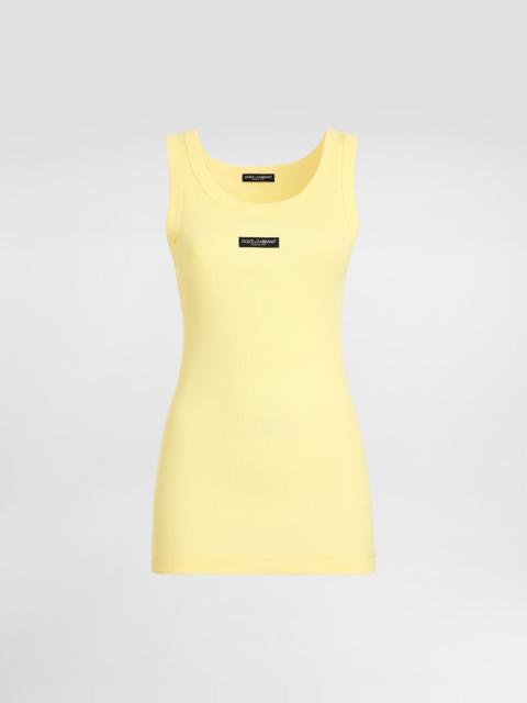 Dolce & Gabbana Ribbed jersey tank top with logo