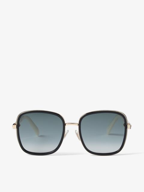JIMMY CHOO Elva
Black Square-Frame Sunglasses with Gold Glitter